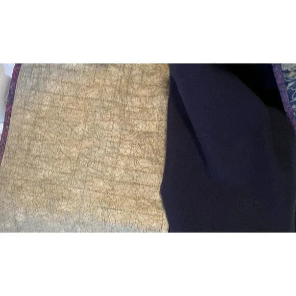 VTG Handmade Patchwork Quilted Shabby Chic Open Cardigan Womens XL+ Grandma Navy - Picture 5 of 5